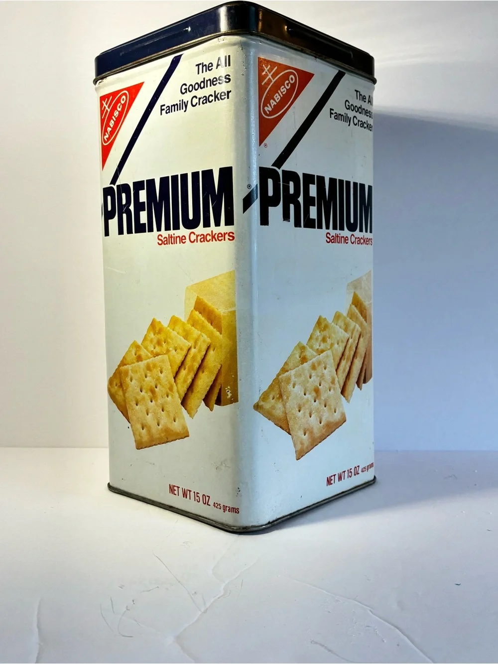 Vintage Nabisco Premium Saltine Crackers Tin Stack Pack Canister 1980s Retro Kit